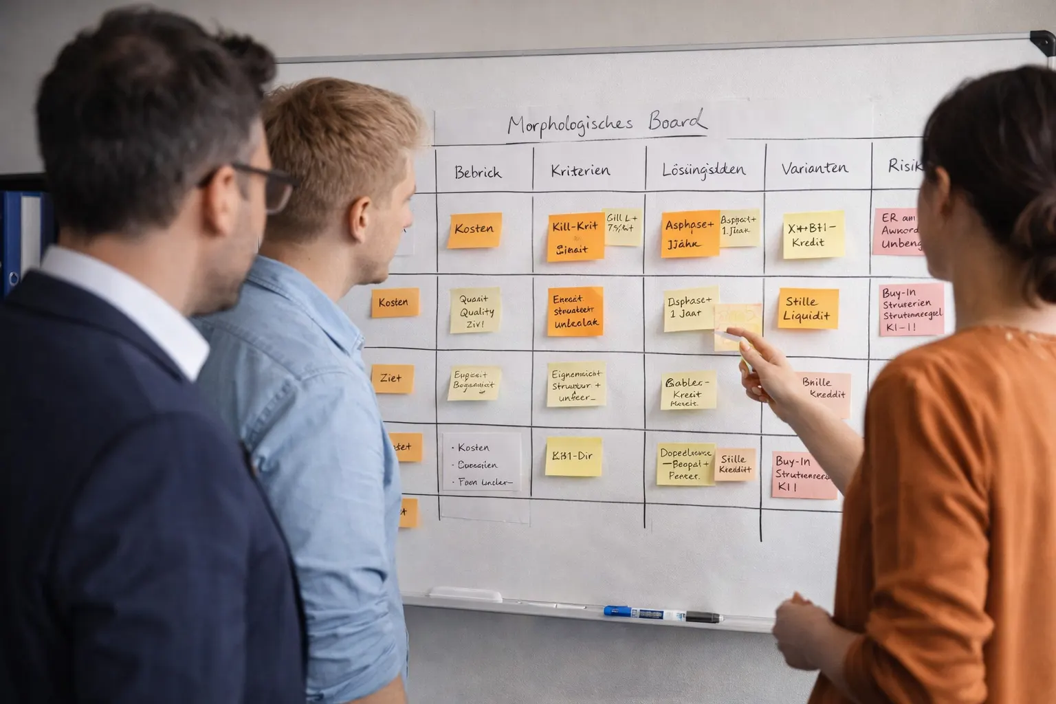 Morphologisches Board; Team von hinten oder seitlich — kein Portrait